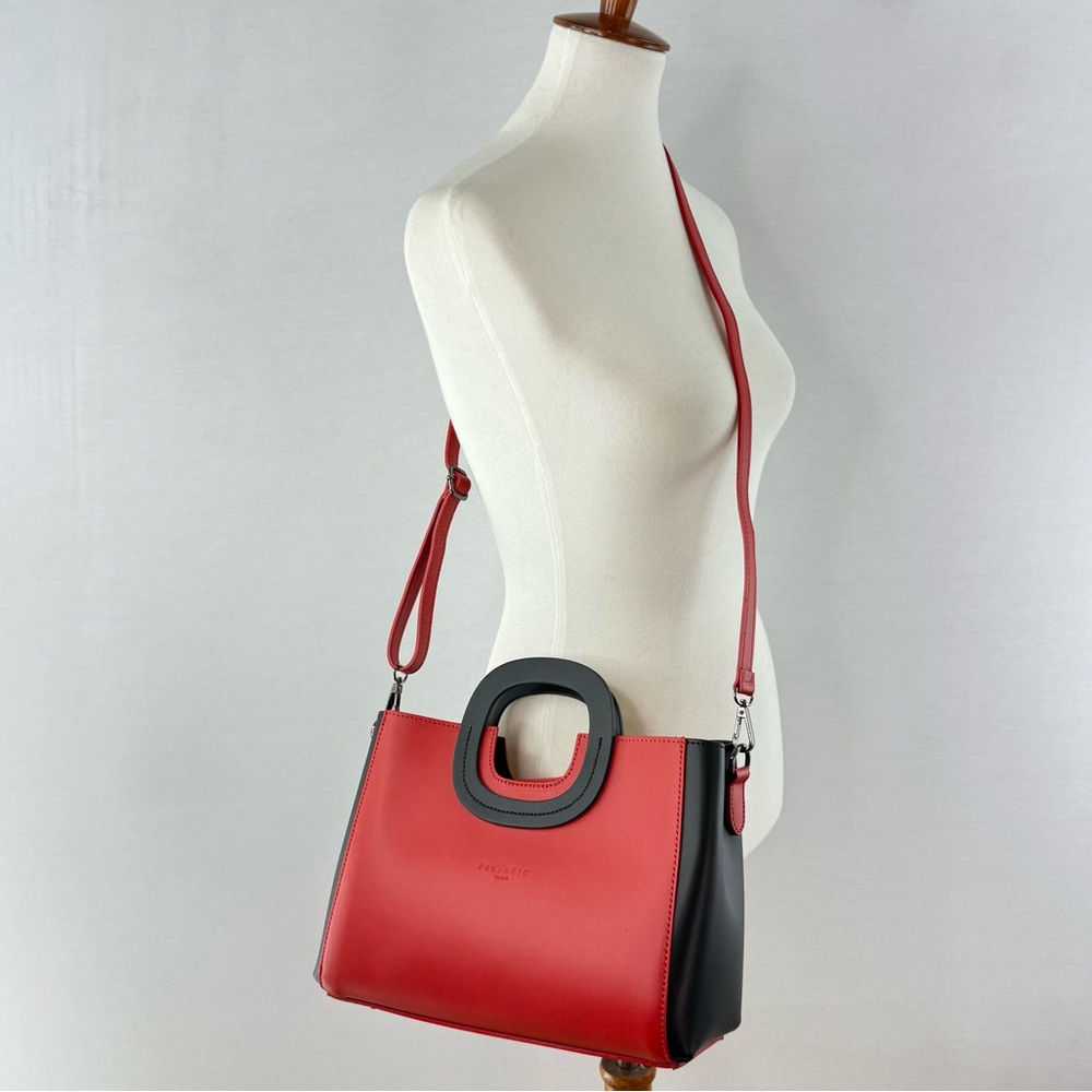 Frederic T Red and Black Leather Crossbody Handbag NWOT